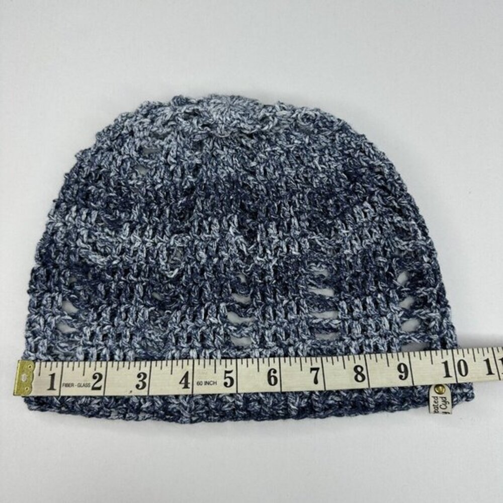 Created By Cyd Slouchy Snoody Beanie Denim Splash Blue Crochet Cotton Hat NEW - Picture 7 of 9
